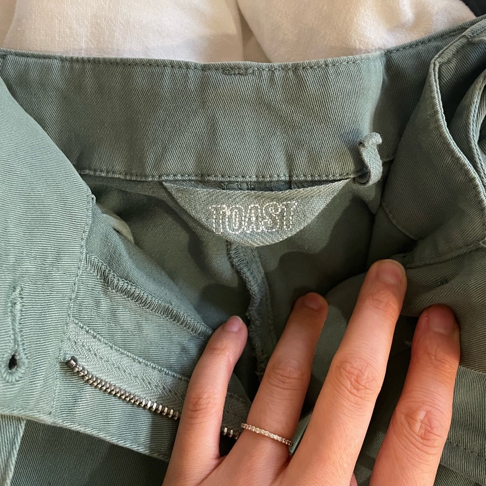 SOLD Toast Forward Seam Cotton Pants / sizes UK4 / Green